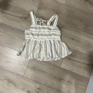 Hem & Thread Striped Cream and Tan Tank Top